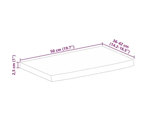 Stalviršis, 50X40X2,5cm Mango Medienos Masyvas, Su Gyvu Kraštu