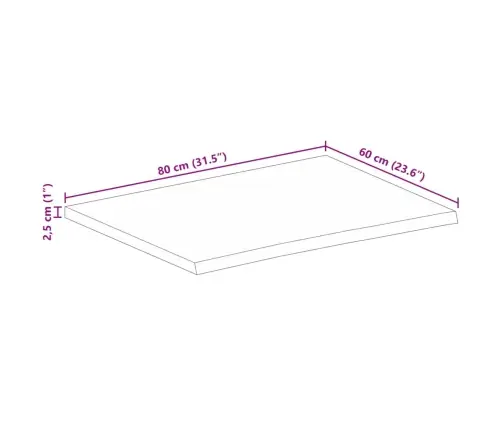 Lauaplaat, 80 X 60 X 2,5 cm Naturaalsete Servadega, Mangopuit
