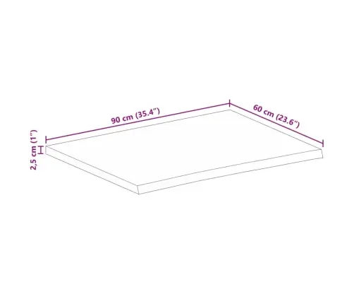 Lauaplaat, 90 X 60 X 2,5 cm Naturaalsete Servadega, Mangopuit