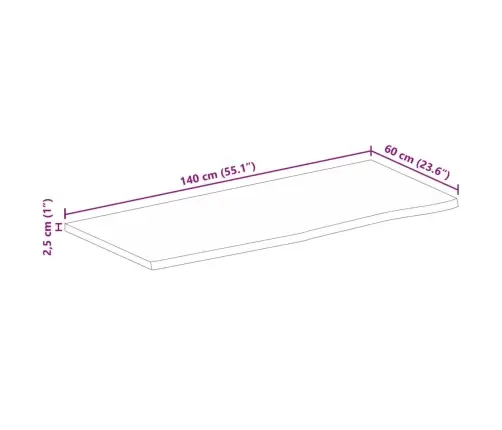 Galda Virsma, 140X60X2,5 Cm, Mango Masīvkoks Vidaxl