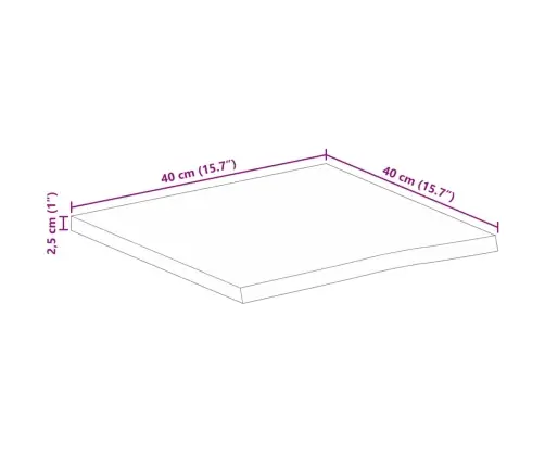 Lauaplaat, Naturaalse Servaga, 40 X 40 X 2,5, Mangopuit