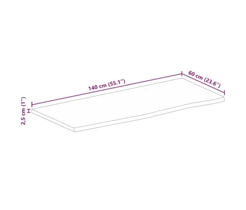 Galda Virsma, 140X60X2,5 Cm, Mango Masīvkoks Vidaxl