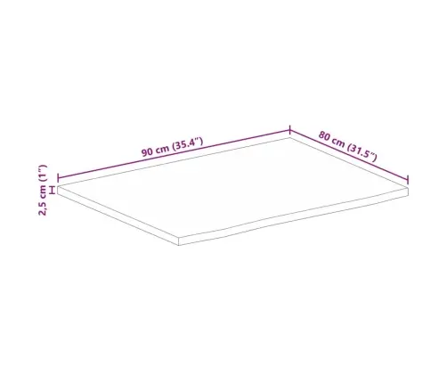 Galda Virsma, 90X80X2,5 Cm, Mango Masīvkoks Vidaxl