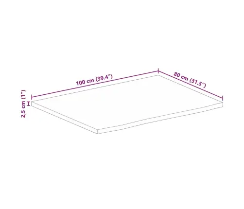 Galda Virsma, 100X80X2,5 Cm, Mango Masīvkoks Vidaxl