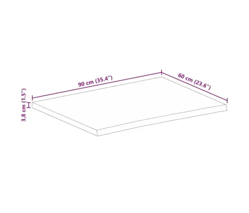 Lauaplaat, Naturaalse Servaga, 90 X 60 X 3,8 cm Mangopuit