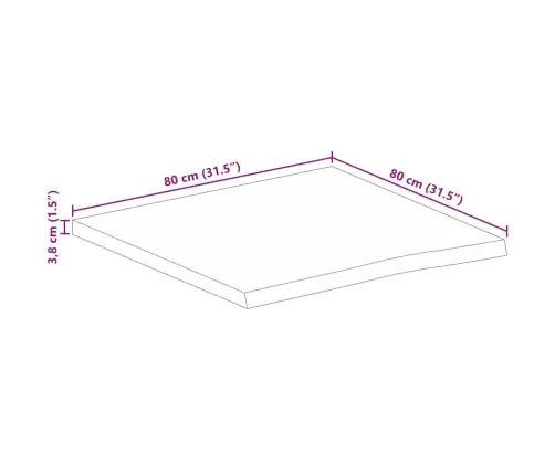 Galda Virsma, 80X80X3,8 Cm, Mango Masīvkoks Vidaxl