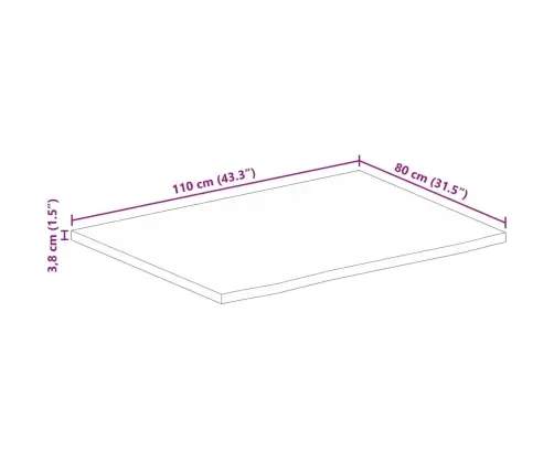 Galda Virsma, 110X80X3,8 Cm, Mango Masīvkoks Vidaxl