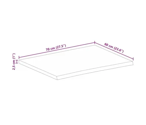 Galda Virsma, 70X60X2,5 Cm, Mango Masīvkoks Vidaxl