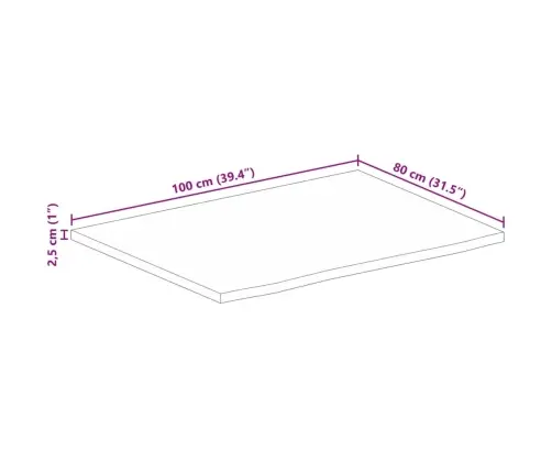 Galda Virsma, 100X80X2,5 Cm, Mango Masīvkoks Vidaxl