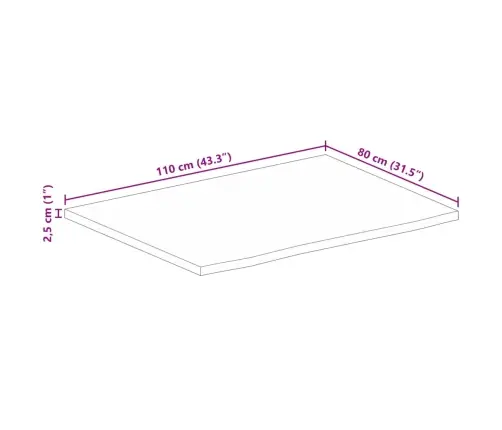 Galda Virsma, 110X80X2,5 Cm, Mango Masīvkoks Vidaxl