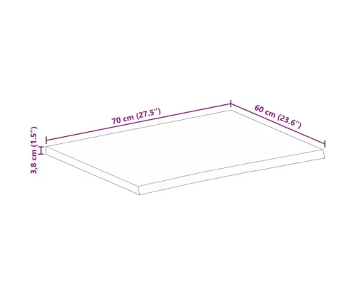 Stalviršis, 70X60X3,8cm Mango Medienos Masyvas, Su Gyvu Kraštu