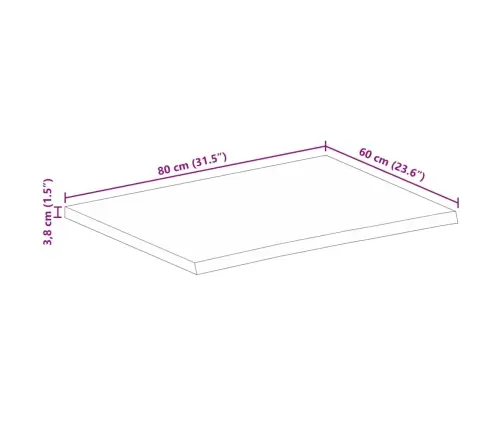 Galda Virsma, 80X60X3,8 Cm, Mango Masīvkoks Vidaxl