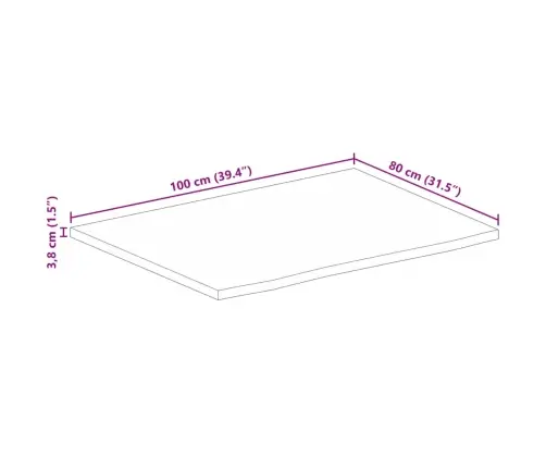Lauaplaat, Naturaalse Servaga, 100 X 80 X 3,8 cm Mangopuit