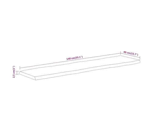 Galda Virsma, 140X40X2,5 Cm, Taisnstūra, Akācijas Masīvkoks Vidaxl