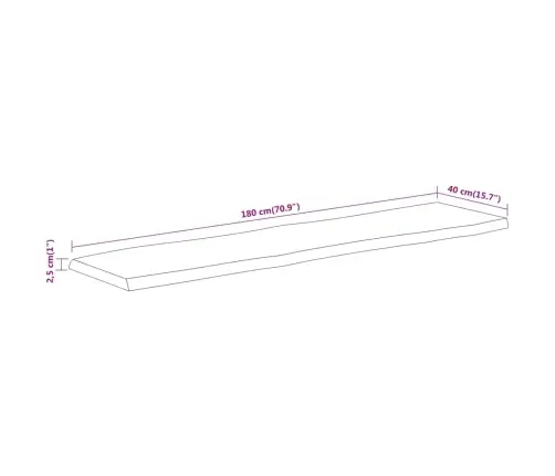 Lauaplaat 180X40X2,5 Cm Ristkülik Akaatsia Naturaalne Serv