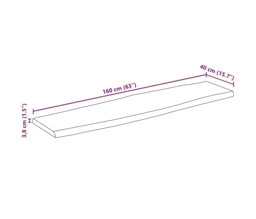 Naturaalsete Servadega Lauaplaat, 160X40X3,8 cm Akaatsiapuit