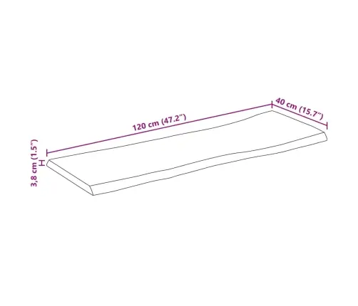 Lauaplaat Naturaalse Servaga 120X40X3,8 Cm Töötlemata Mangopuit