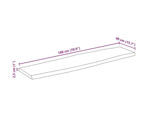 Galda Virsma, 180X40X2,5 Cm, Mango Masīvkoks Vidaxl
