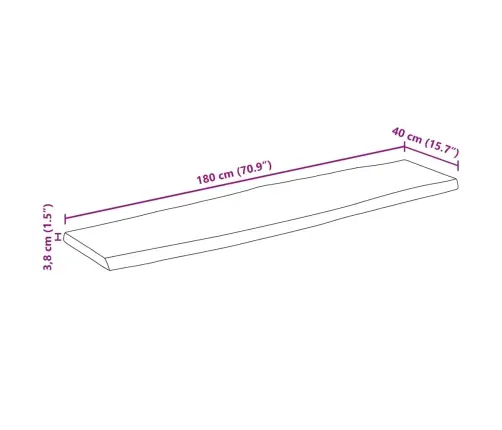 Galda Virsma, 180X40X3,8 Cm, Mango Masīvkoks Vidaxl