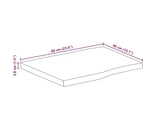 Lauaplaat, 60 X 40 X 3,8 cm Naturaalsete Servadega, Mangopuit