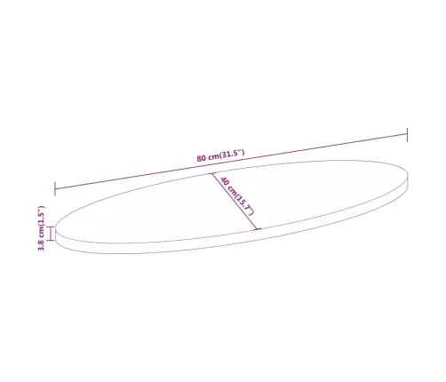 Stalviršis, 80X40X3,8cm Akacijos Masyvas, Ovalo Formos