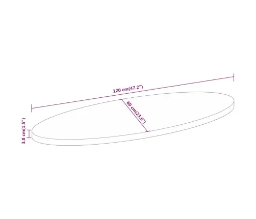 Galda Virsma, 120X60X3,8 Cm, Ovāla, Akācijas Masīvkoks Vidaxl