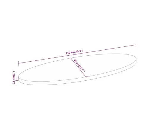 Ovaalne Lauaplaat, 110X40X2,5 cm Mangopuit