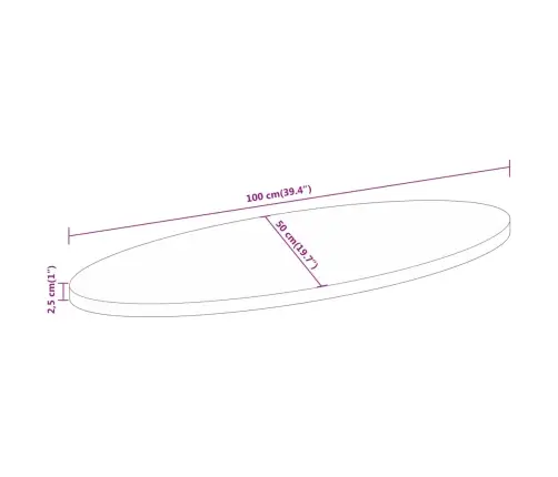 Ovaalne Lauaplaat, 100X50X2,5 cm Mangopuit