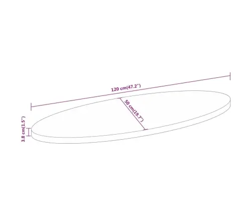 Stalviršis, 120X50X3,8cm Mango Medienos Masyvas, Ovalo Formos