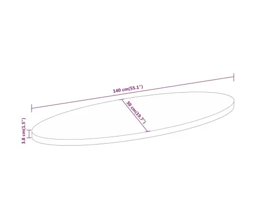 Galda Virsma, 140X50X3,8 Cm, Ovāla, Mango Masīvkoks Vidaxl