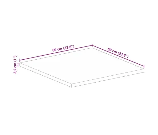 Galda Virsma, 60X60X2,5 Cm, Dižskābarža Koks, Kvadrāta Forma Vidaxl