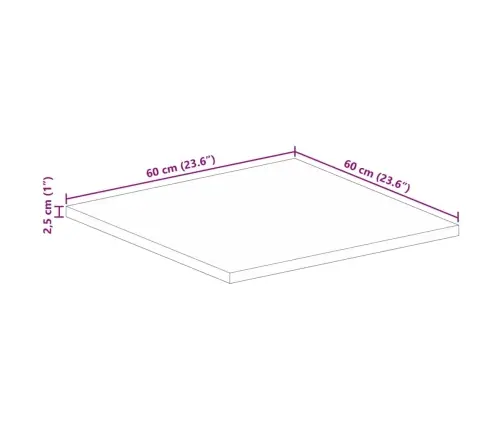 Galda Virsma, 60X60X2,5 Cm, Kvadrāta, Pārstrādāts Masīvkoks Vidaxl