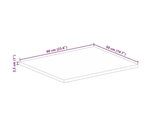 Galda Virsma, 60X50X2,5 Cm, Taisnstūra, Pārstrādāts Masīvkoks Vidaxl