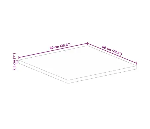 Galda Virsma, 60X60X2,5 Cm, Kvadrāta, Pārstrādāts Masīvkoks Vidaxl
