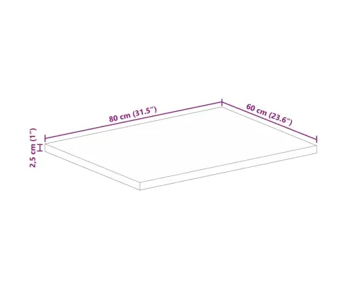 Stalviršis, 80X60X2,5cm Mango Medienos Masyvas, Stačiakampis