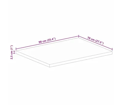 Stalviršis, 90X70X2,5cm Mango Medienos Masyvas, Stačiakampis