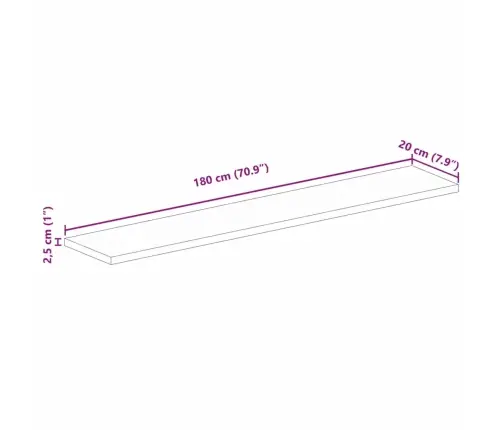Galda Virsma, 180X20X2,5 Cm, Taisnstūra, Mango Masīvkoks Vidaxl