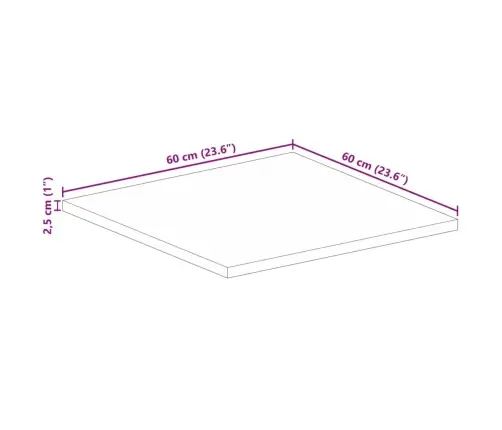 Stalviršis, 60X60X2,5cm Mango Medienos Masyvas, Kvadratinis