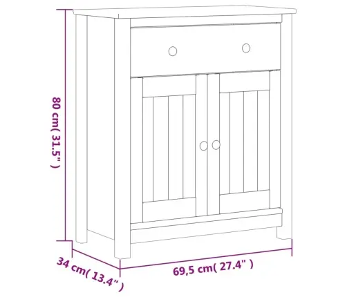 Vonios Kambario Spintelė Berg, Juoda, 69,5X34X80 cm Pušis