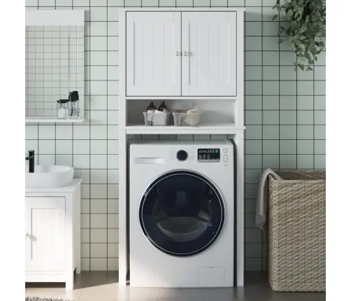 Veļasmašīnas Skapis Berg, Balts, 76X27X164,5 Cm, Masīvkoks Vidaxl