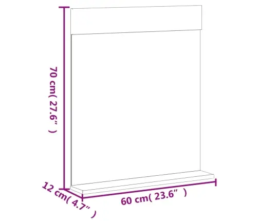 Vannitoapeegel Koos Riiuliga "Berg" Valge, 60X12X70cm Täispuit