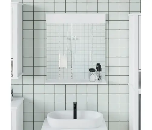 Vannitoapeegel Koos Riiuliga "Berg" Valge, 60X12X70cm Täispuit