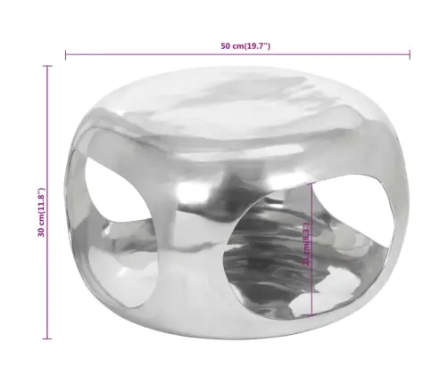Kohvilaud, Alumiinium, 50 X 50 X 30 cm Hõbedane