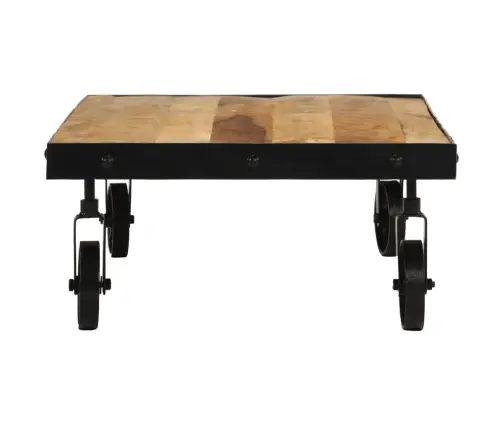 Kavos Staliukas Su Ratukais, 100X55X26cm Mango Masyvas Kavos Staliukas Su Ratukais, 100X55X26cm Mango Masyvas