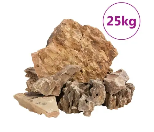 Pūķu Akmeņi, 25 Kg, Brūni, 5-30 Cm Vidaxl