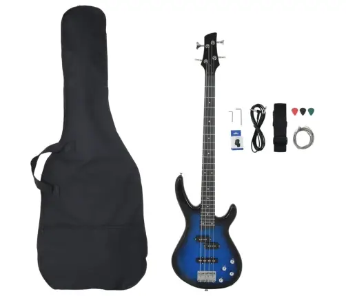 Elektriskā Basģitāra Iesācējiem Ar Somu, Zila, Melna, 4/4, 46