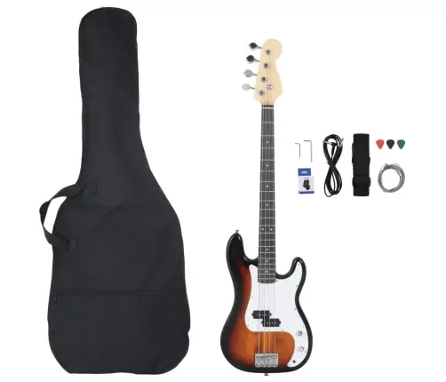 Elektrinė Bosinė Gitara Pradedantiesiems, Ruda/Balta, 4/4 46"