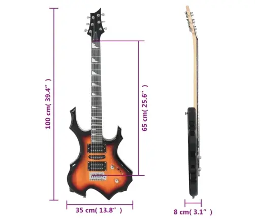 Elektrinė Gitara Pradedantiesiems Su Dėklu, Ruda/Juoda, 4/4 39"