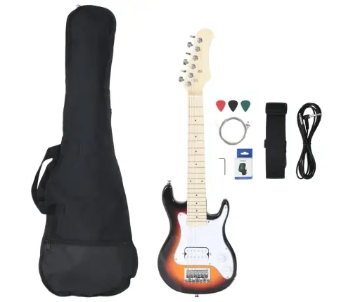 Elektriskā Ģitāra Bērniem Ar Somu, Brūna Un Balta, 3/4, 30