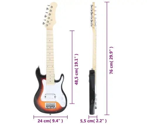 Elektriskā Ģitāra Bērniem Ar Somu, Brūna Un Balta, 3/4, 30